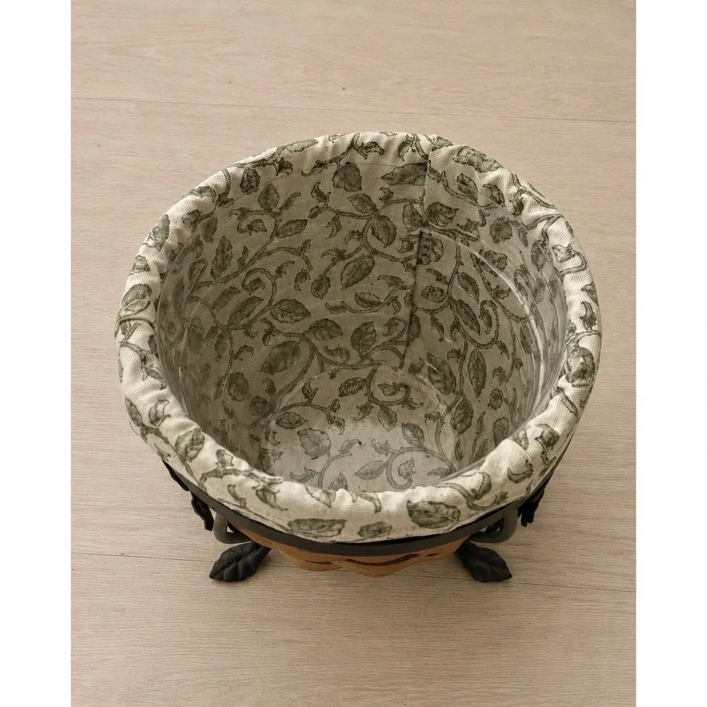 Longaberger Flora Basket Set Signed 2004 Iron Stand Liner Protector 9